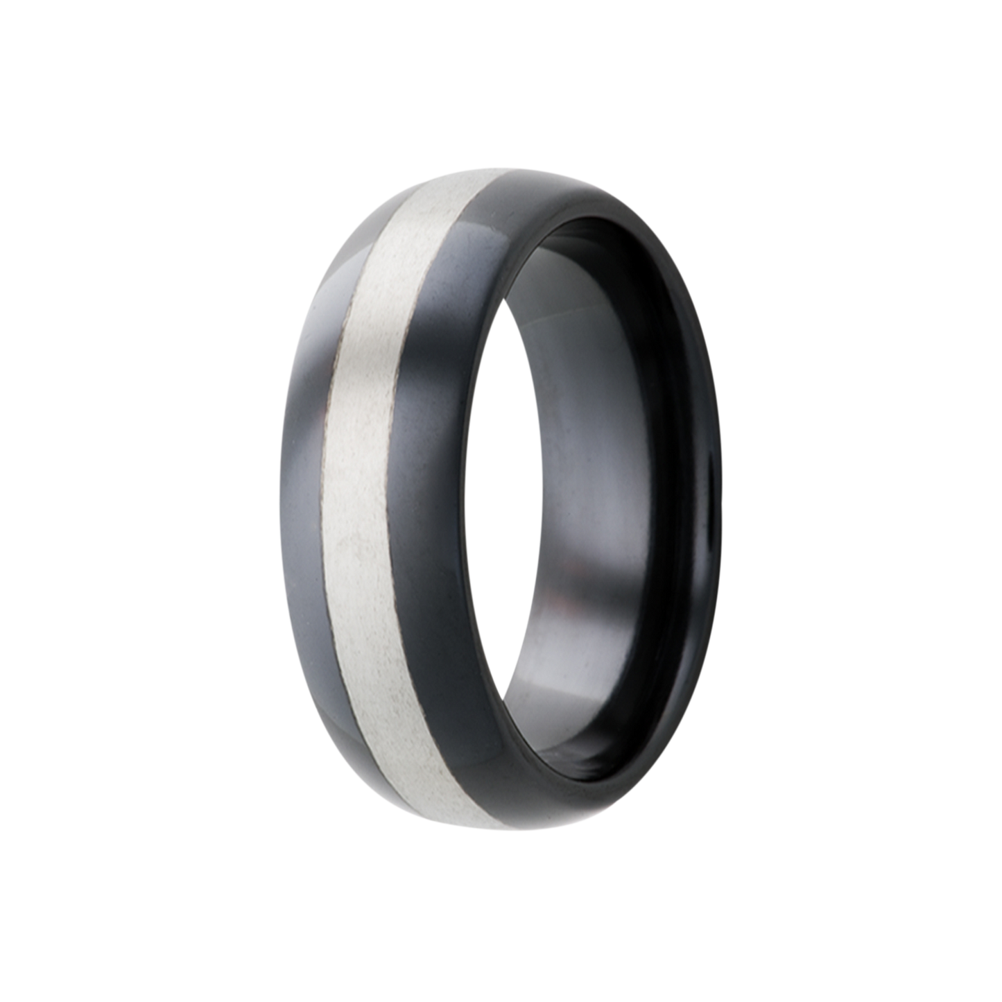 Zirconium Dome Comfort Fit Polished Satin Ring