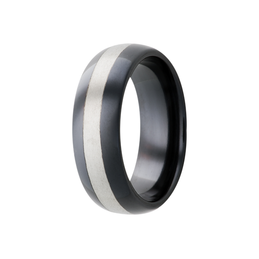 Zirconium Dome Comfort Fit Polished Satin Ring