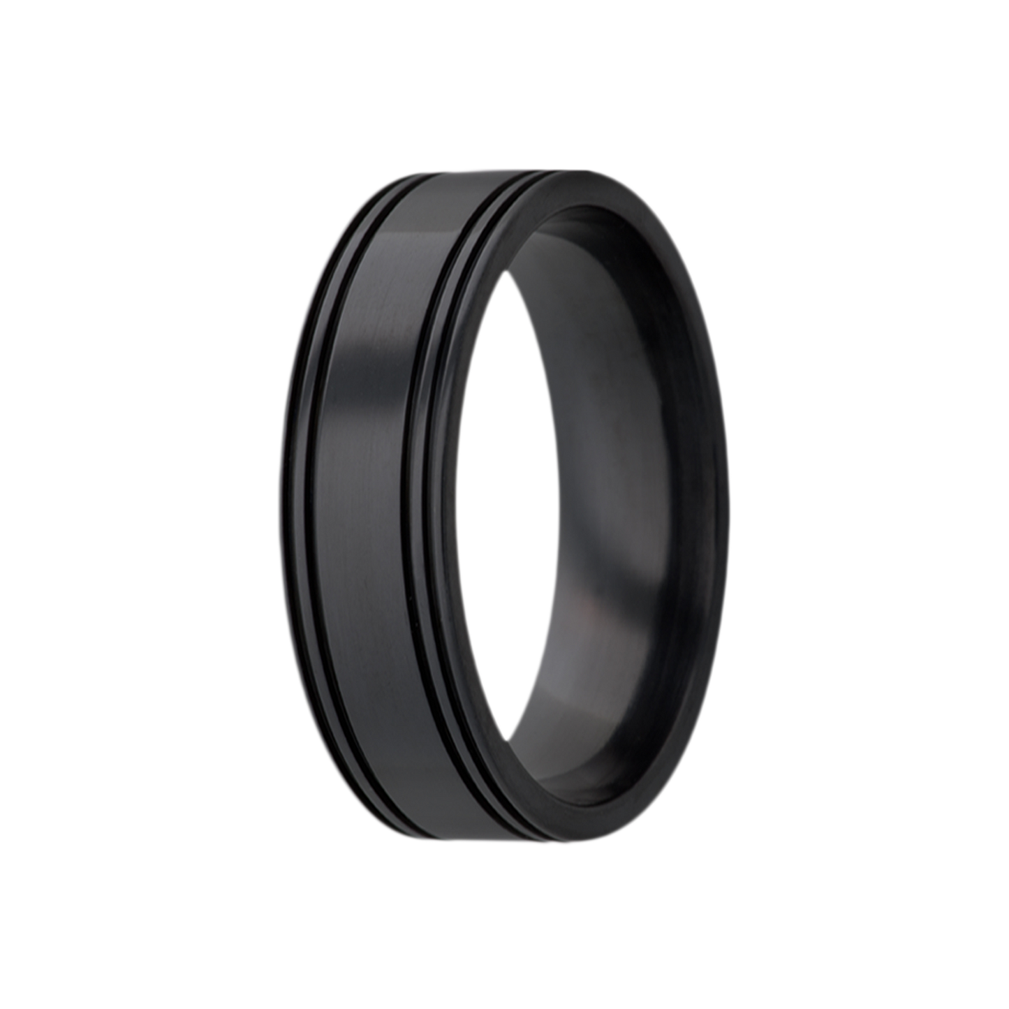 Zirconium Comfort Fit Polished Ring with Grooves