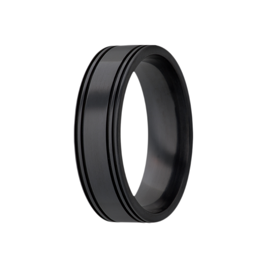 Zirconium Comfort Fit Polished Ring with Grooves