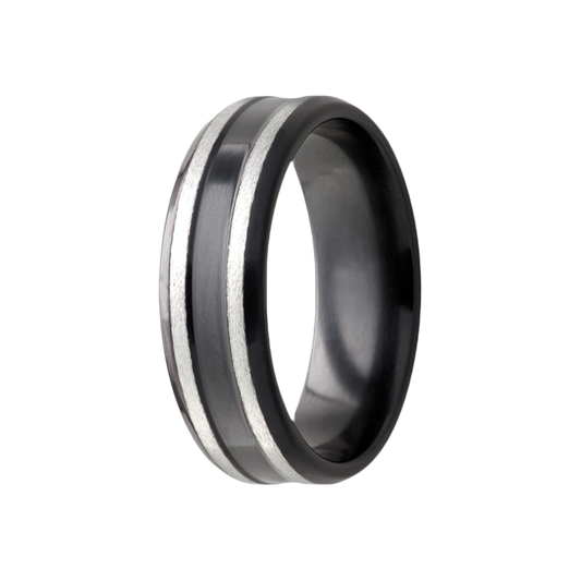 Zirconium Comfort Fit Ring with Polished Stripe