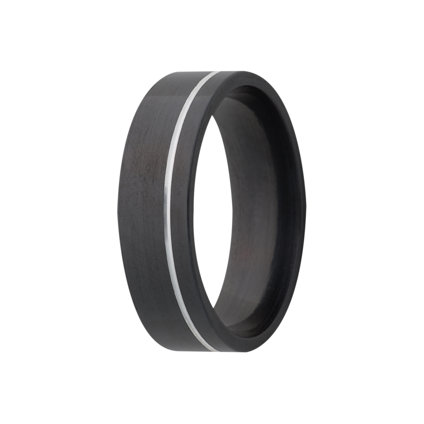Zirconium Comfort Fit Polished Ring with Silver Groove