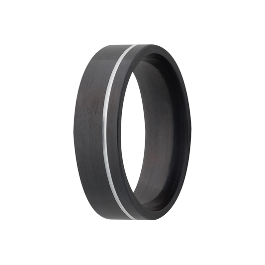 Zirconium Comfort Fit Polished Ring with Silver Groove