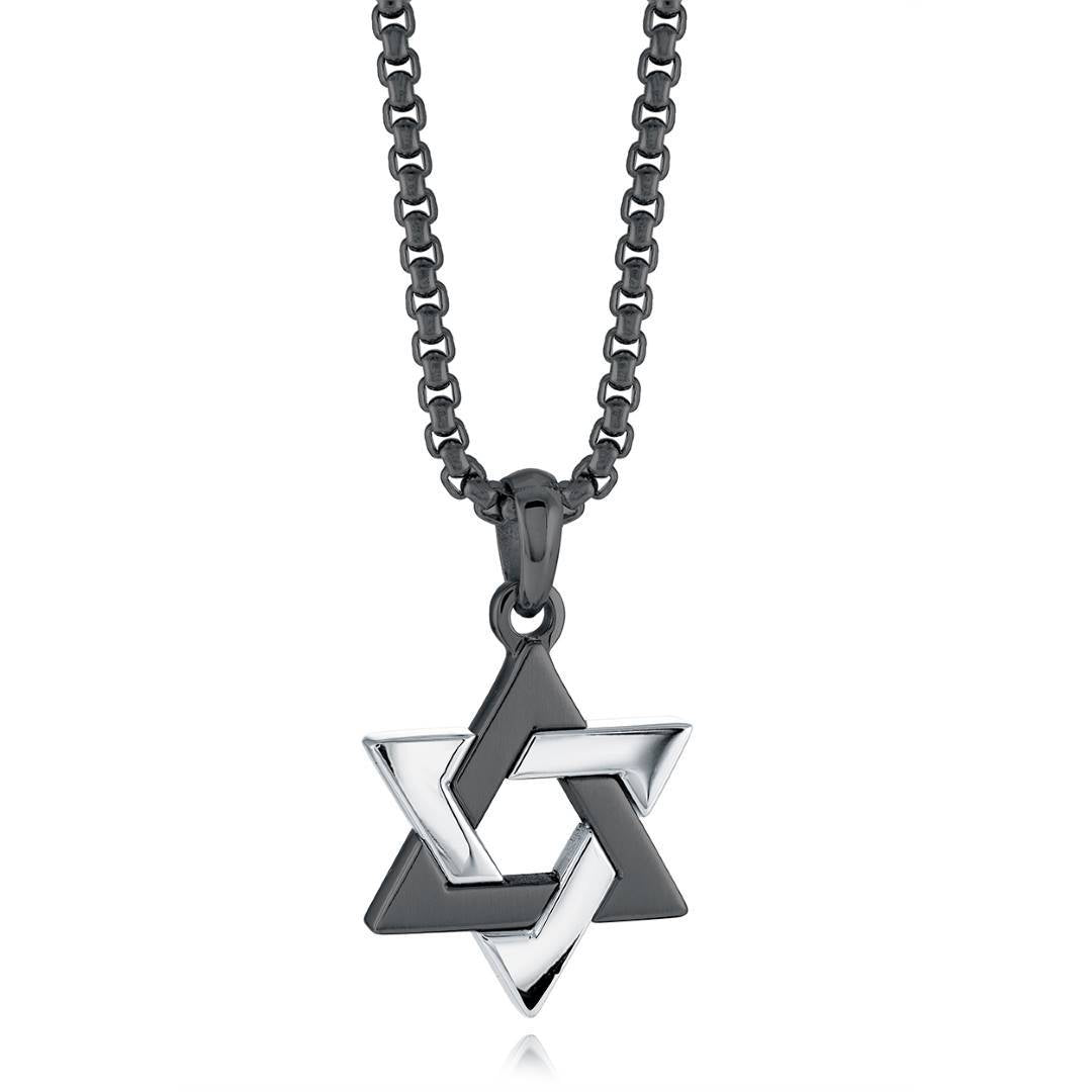 BRUSHED-POLISHED STAR OF DAVID PENDANT