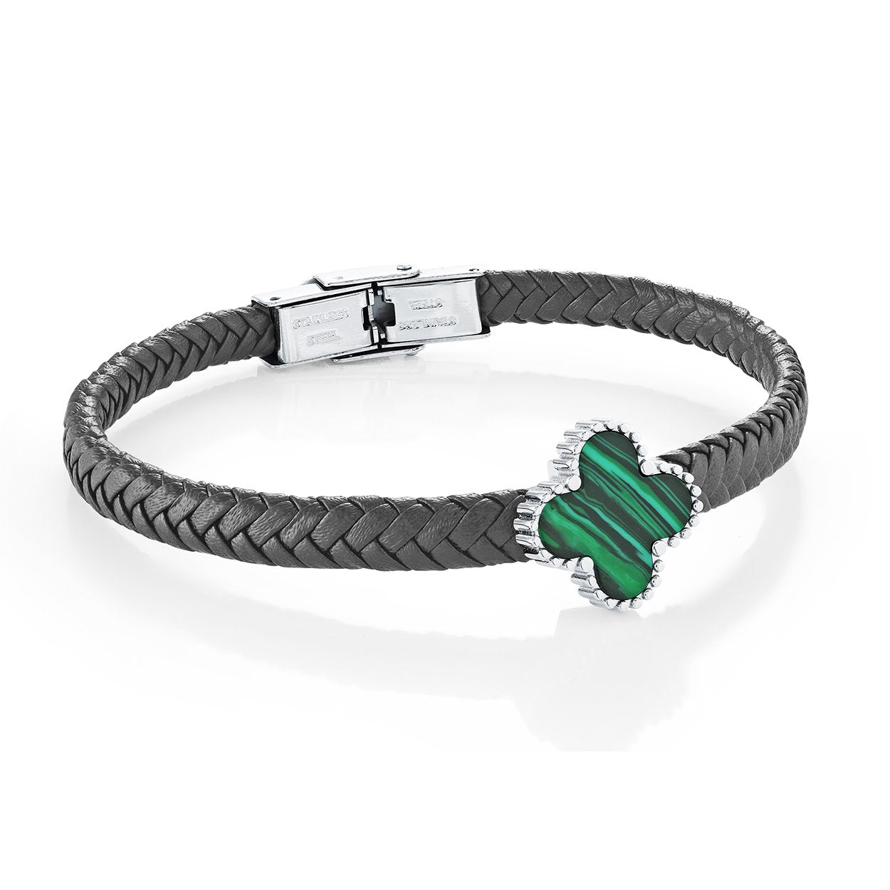 17MM-LUCKY-CLOVER LEATHER BRACELET