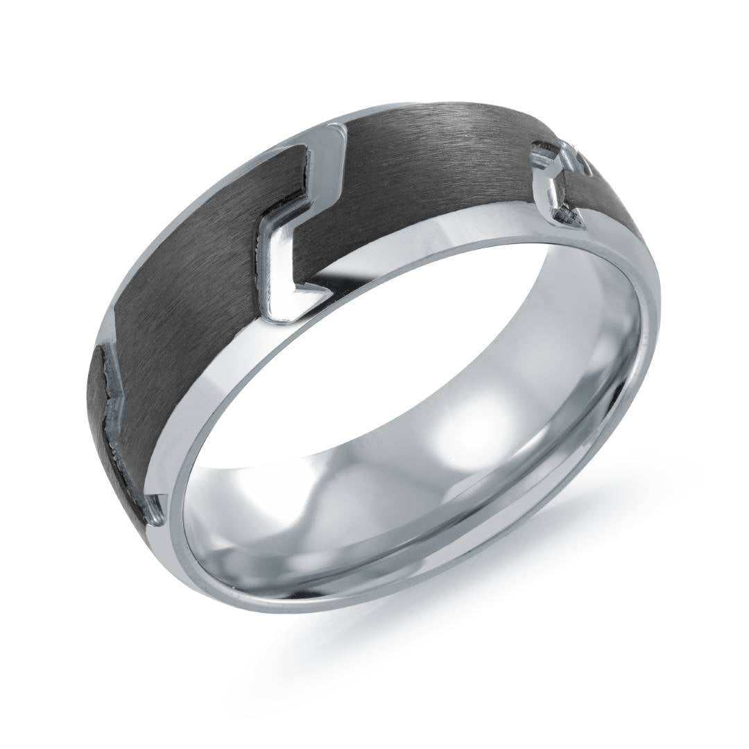 8MM BOLD-CUT-PATTERN TITANIUM RING