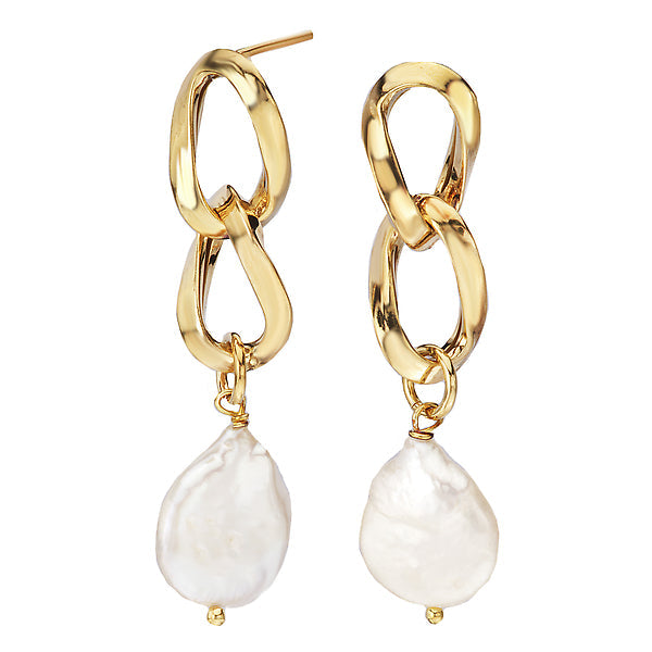 Gold Plated Sterling Silver Italian Pearl Earrings