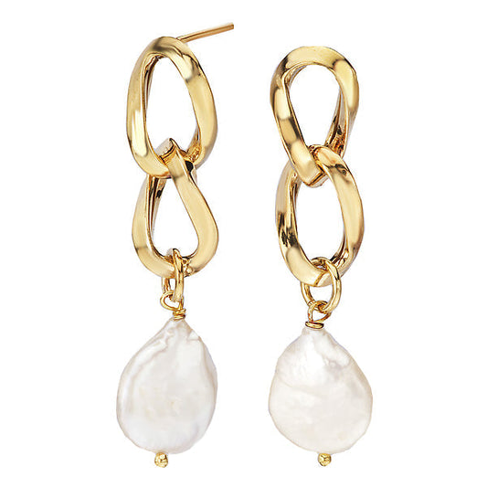 Gold Plated Sterling Silver Italian Pearl Earrings