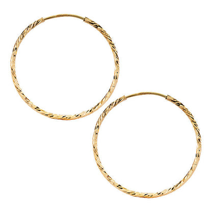 Italian Gold Plated Diamond Cut Hoops