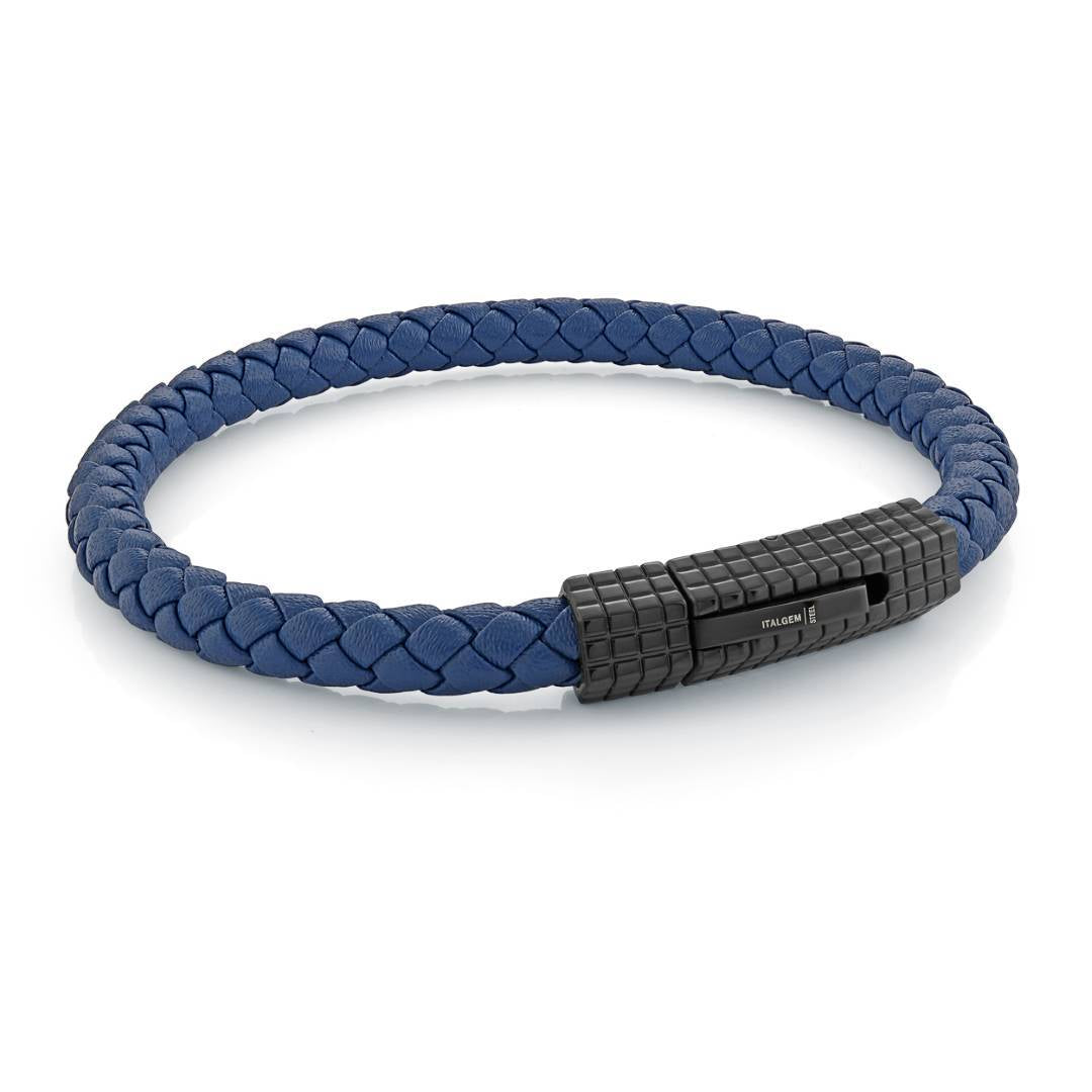 OCTAGON-CLASP LEATHER BRACELET
