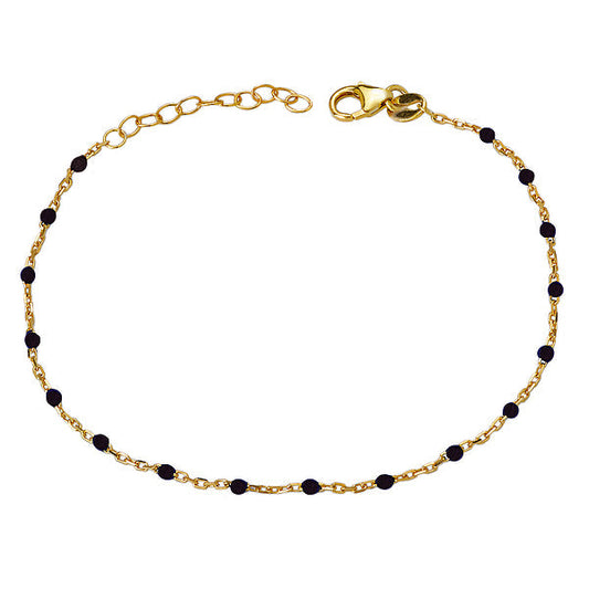 Italian Gold Plated Black Enamel Bracelet