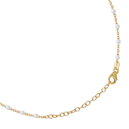 Italian Gold Plated White Enamel Necklace