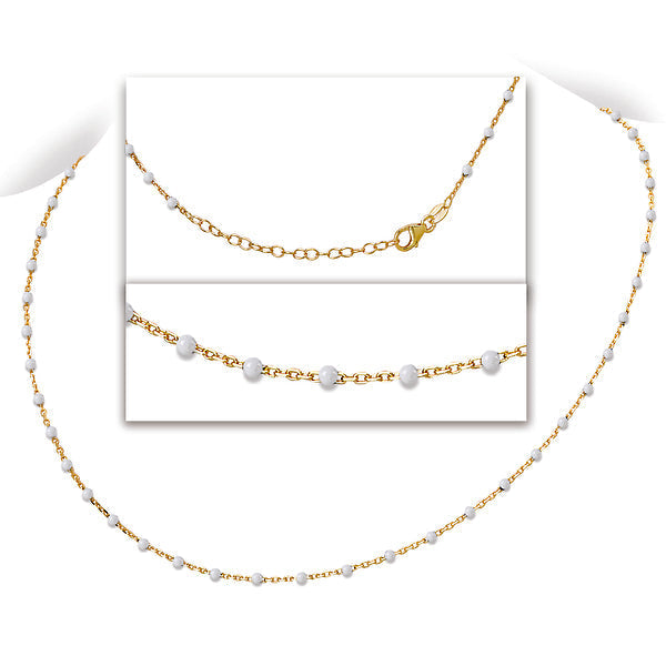 Italian Gold Plated White Enamel Necklace