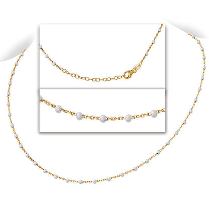 Italian Gold Plated White Enamel Necklace