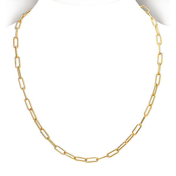 Italian Gold Plated Sterling Silver Paperclip Necklace