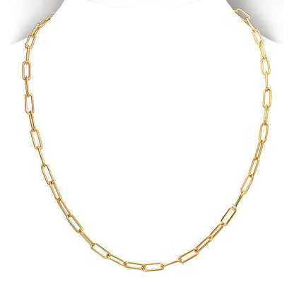 Italian Gold Plated Sterling Silver Paperclip Necklace