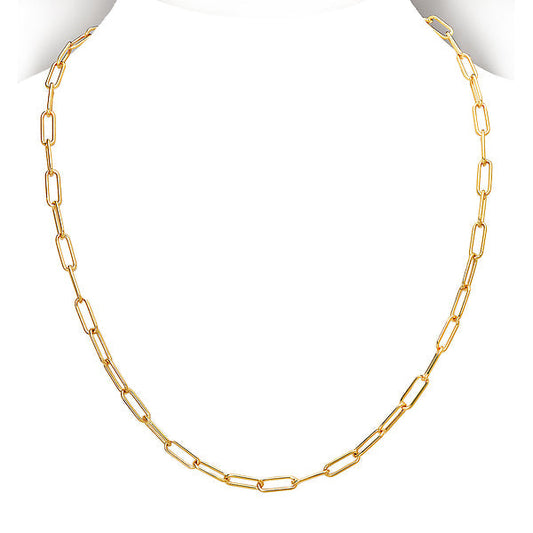 Italian Gold Plated Sterling Silver Paperclip Necklace
