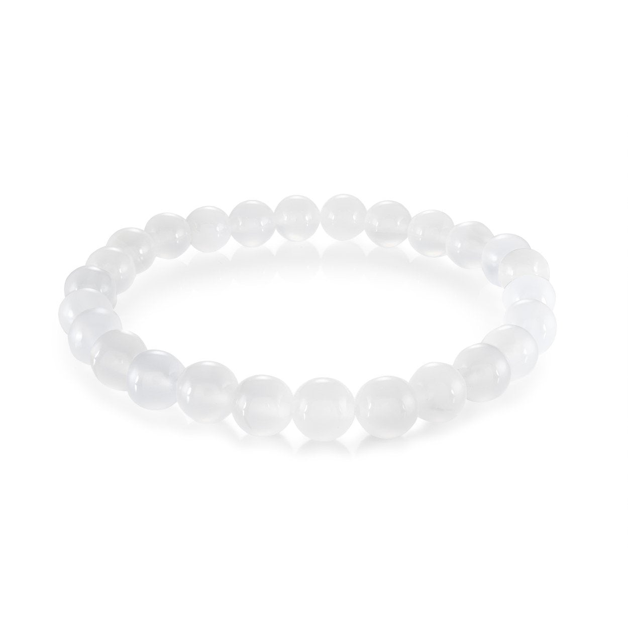 8MM WHITE-AGATE BRACELET