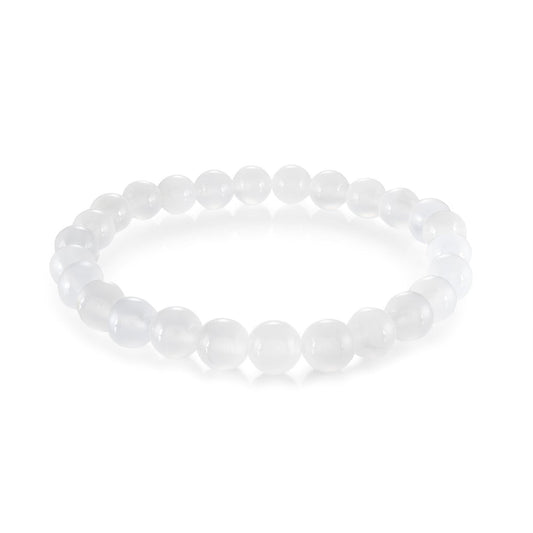 8MM WHITE-AGATE BRACELET