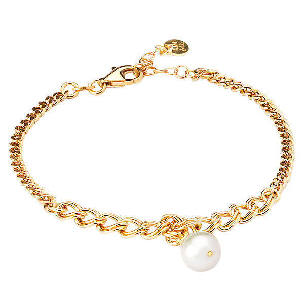 Italian Gold Plated Sterling Silver Pearl Bracelet