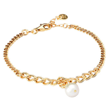 Italian Gold Plated Sterling Silver Pearl Bracelet