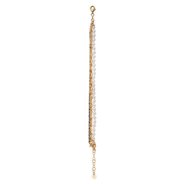 Italian Gold Plated Sterling Silver and Pearl Multi Strand Bracelet
