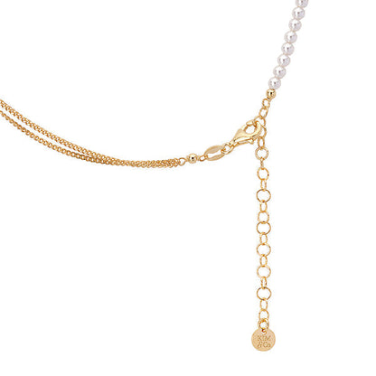 Italian Pearl and Double Curb Chain Necklace