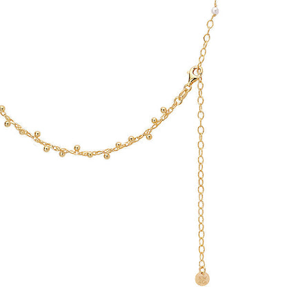 Italian Gold Bead and Pearl Necklace