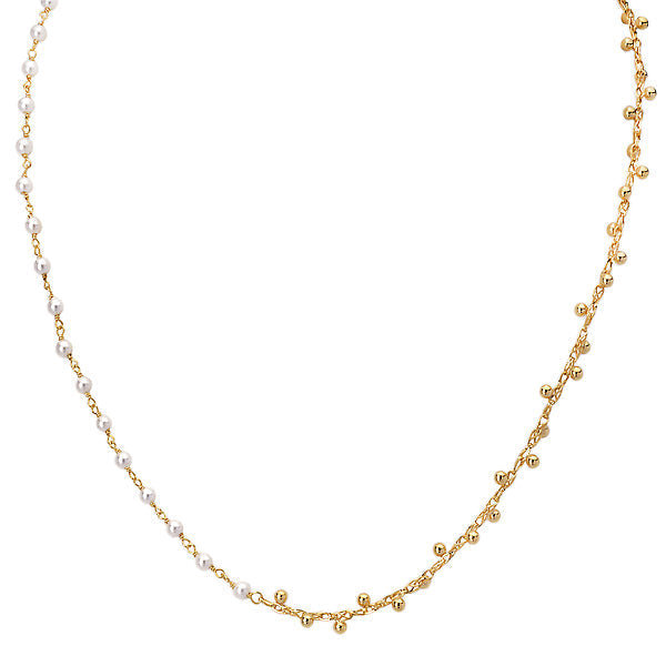 Italian Gold Bead and Pearl Necklace