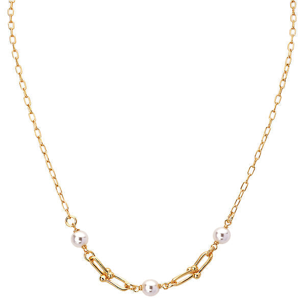 Italian U Link and Pearl Necklace