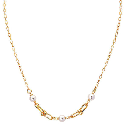Italian U Link and Pearl Necklace