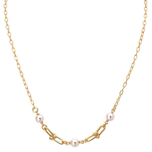 Italian U Link and Pearl Necklace