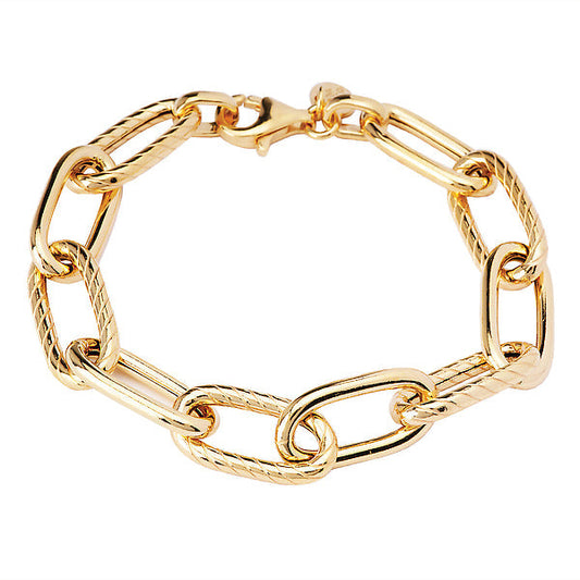Italian Gold Plated Hollow Link Bracelet