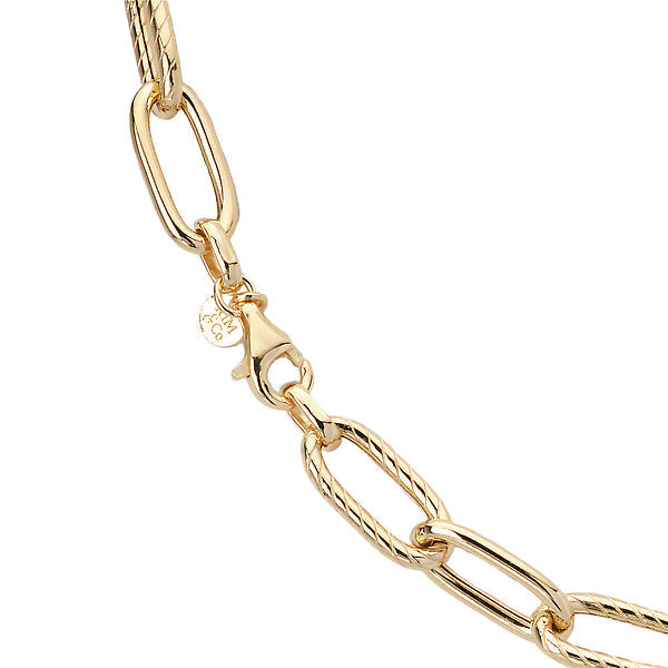 Italian Gold Plated Hollow Link Necklace