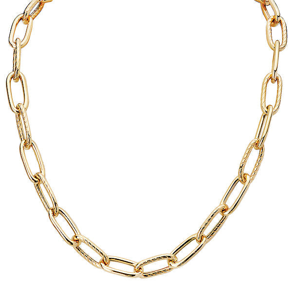 Italian Gold Plated Hollow Link Necklace