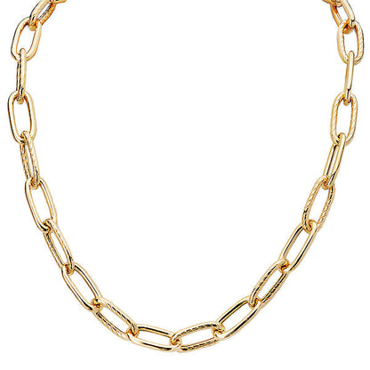 Italian Gold Plated Hollow Link Necklace