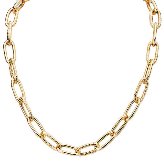 Italian Gold Plated Hollow Link Necklace