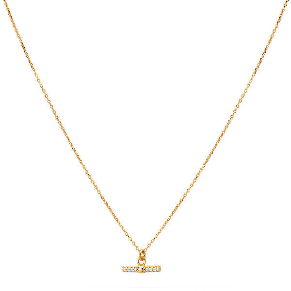 Gold Plated CZ Toggle Necklace