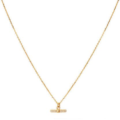 Gold Plated CZ Toggle Necklace