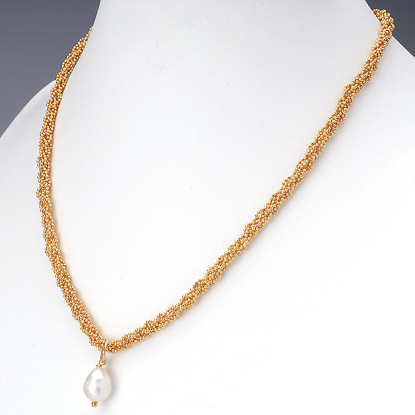 Italian 14kt Gold Plated Pearl Necklace