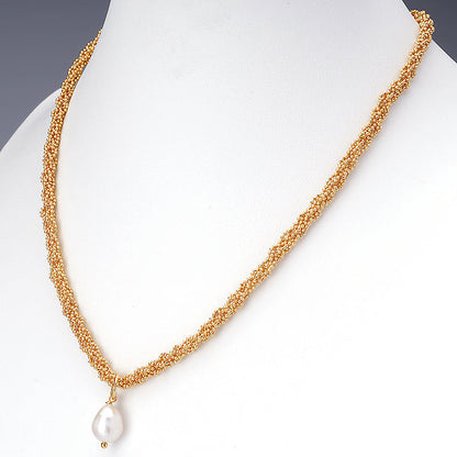 Italian 14kt Gold Plated Pearl Necklace