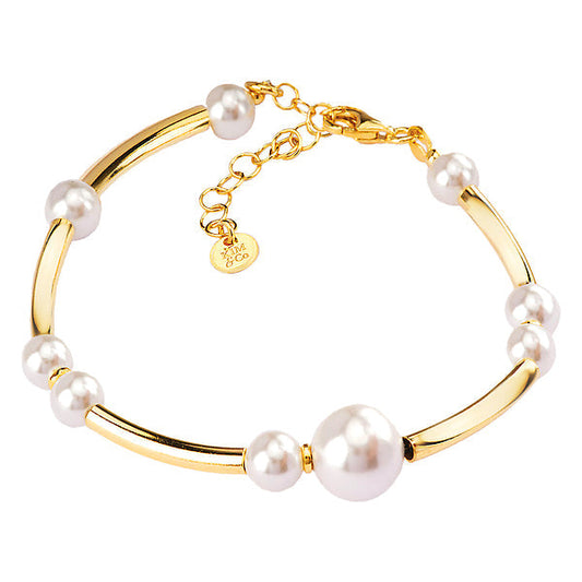 Italian Curved Link Pearl Bracelet