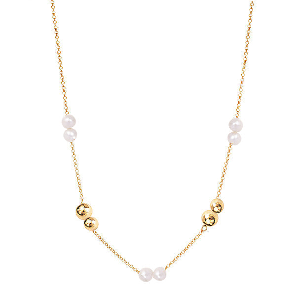 Italian Gold Plated Bead and Pearl Necklace