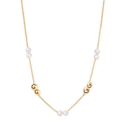 Italian Gold Plated Bead and Pearl Necklace