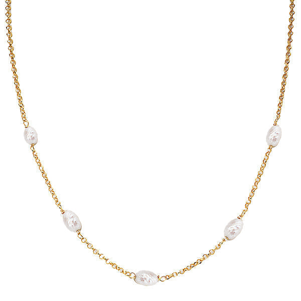 Italian Gold Plated Pearl Necklace