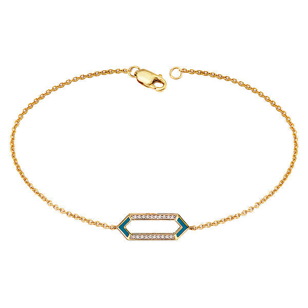 14kt Gold Plated Turquoise Enamel Bracelet