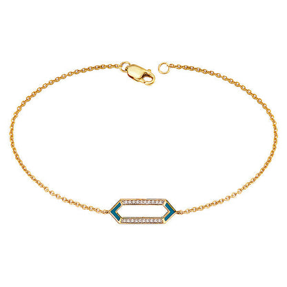 14kt Gold Plated Turquoise Enamel Bracelet