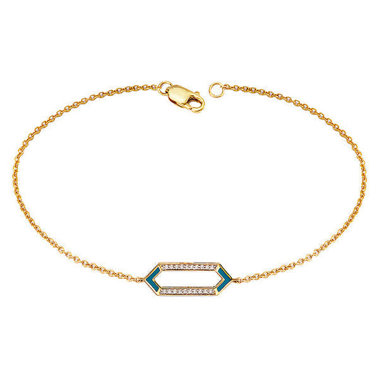 14kt Gold Plated Turquoise Enamel Bracelet