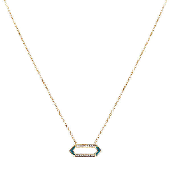 14kt  Gold Plated Turquoise Enamel Necklace