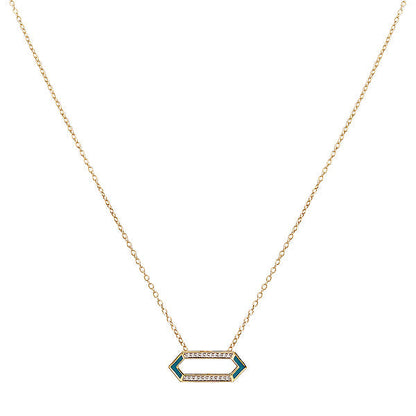 14kt  Gold Plated Turquoise Enamel Necklace